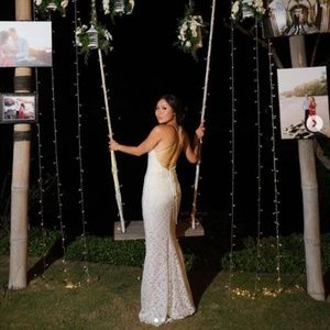 wedding dress hand made designer Lace backless